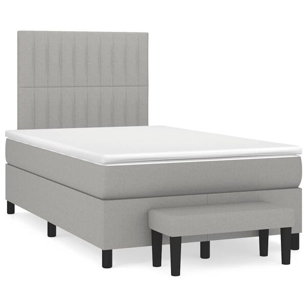 vidaXL Cama boxspring com colch&atilde;o 120x190 cm tecido cinzento-claro