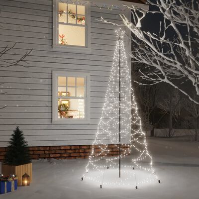 vidaXL Árvore de Natal c/ poste metal 500 luzes LED 3 m branco frio