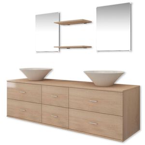 vidaXL M&oacute;veis casa de banho 7 pcs e conjunto de lavat&oacute;rio bege
