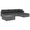 vidaXL 5 pcs conjunto lounge de jardim c/ almofad&otilde;es vime PE cinzento