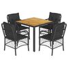 vidaXL 5 pcs conjunto de jantar p/ jardim c/ almofad&otilde;es vime PE preto