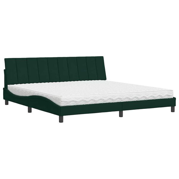 vidaXL Cama com colch&atilde;o Hanko 200x200 cm veludo verde-escuro
