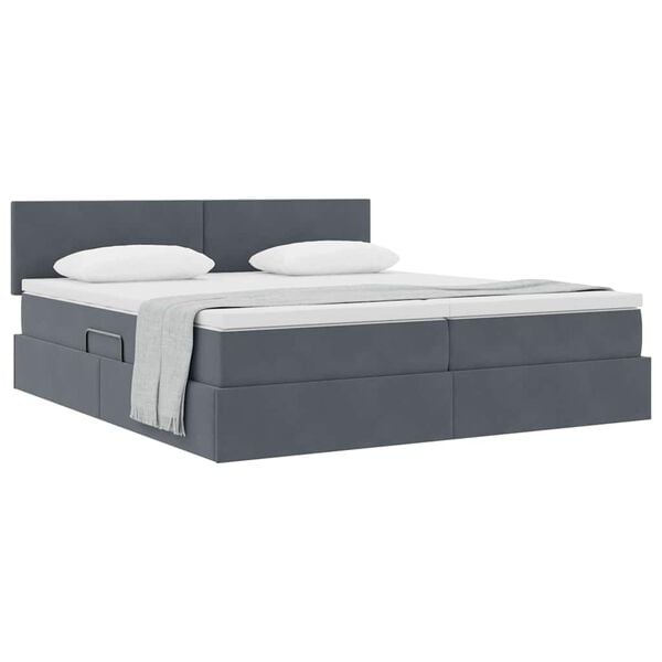 vidaXL Cama com Armazenamento com colch&atilde;o Cinza Escuro 100 x 200 cm