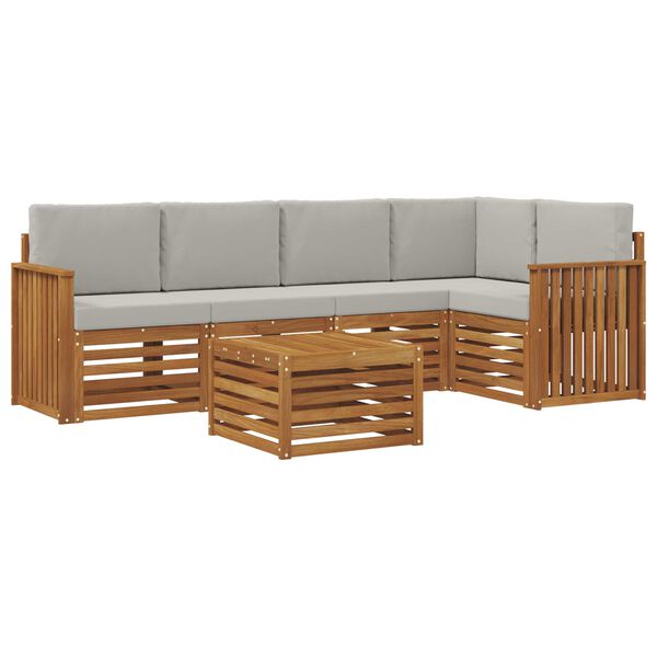 vidaXL Conjuntos de sof&aacute;s com almofada 6 pcs Cinza Natural e Claro