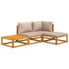 vidaXL 4pcs conj. lounge jardim madeira c/almofadões cinza-acastanhado