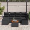vidaXL Conjunto de Sof&aacute; de Jardim 7 pcs Preto vime PE