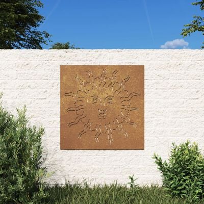 vidaXL Decoração p/ muro de jardim 555x55 cm aço corten design sol
