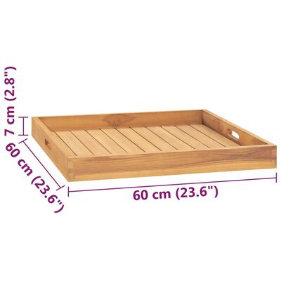 vidaXL Bandeja de servir 60 x 60 cm madeira de teca maciça
