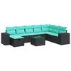 vidaXL 9 pcs conjunto de sof&aacute;s p/ jardim c/ almofad&otilde;es vime PE preto