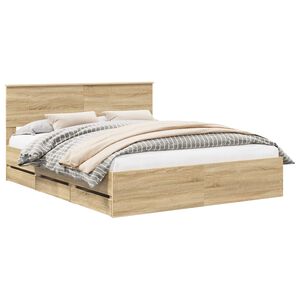 vidaXL Estrutura da Cama com gaveta Carvalho Sonoma 160 x 200 cm