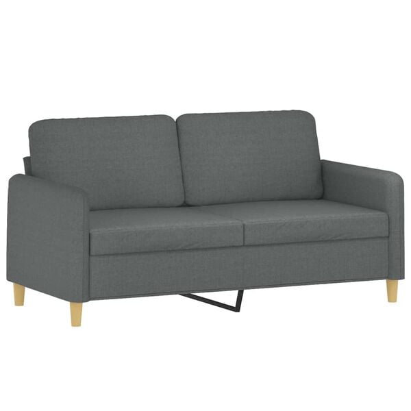vidaXL Sof&aacute; 2 lugares +almofadas decorativas 140cm tecido cinza-escuro