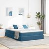 vidaXL Cama com arruma&ccedil;&atilde;o e colch&atilde;o Azul Escuro 140 x 200 cm Veludo