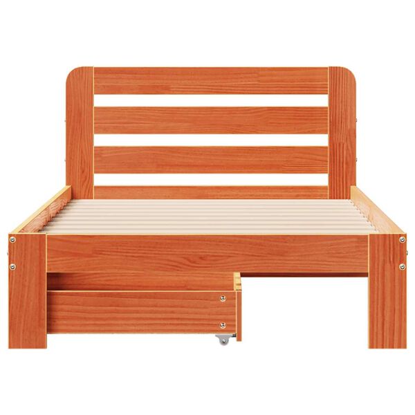 vidaXL Cama sem colch&atilde;o 90x190 cm madeira de pinho maci&ccedil;a castanho-mel