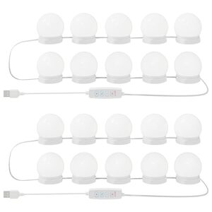 vidaXL Luzes de Espelho 2 pcs Branco 4.5 x 4.5 x 4.8 cm Pl&aacute;stico