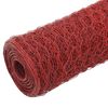 vidaXL Cerca arame galinheiro 25x0,5m a&ccedil;o c/ revestimento PVC vermelho