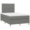 vidaXL Cama box spring c/ colch&atilde;o e LED 120x190 cm tecido cinza-escuro