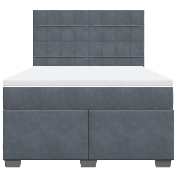 vidaXL Cama com molas/colchão 140x190 cm veludo cinzento-escuro