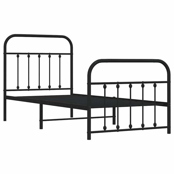 vidaXL Estrutura de cama com cabeceira e p&eacute;s 90x190 cm metal preto