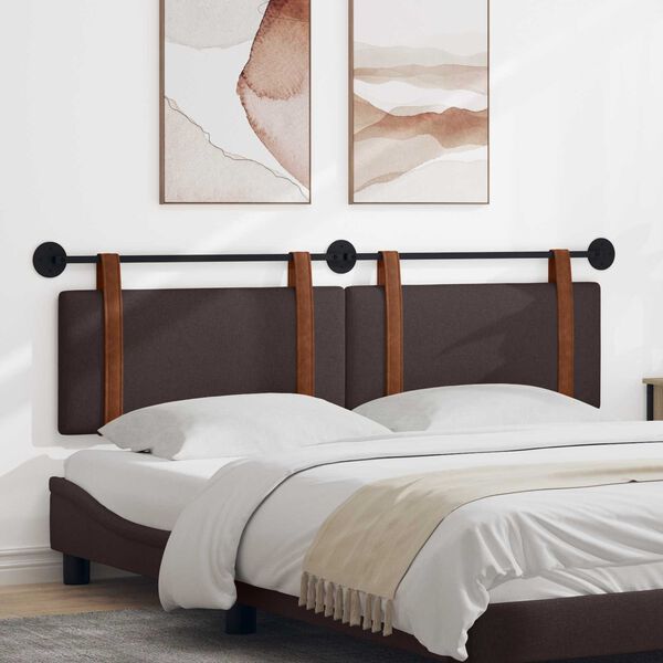 vidaXL Cabeceira Suspensa Liso Marrom Escuro 170 x 55 x 5 cm PU Antigo