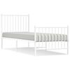vidaXL Estrutura de cama com cabeceira e p&eacute;s 75x190 cm metal branco