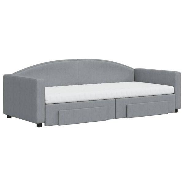 vidaXL Sof&aacute;-cama c/ gavet&atilde;o e gavetas 90x200 cm tecido cinzento-claro