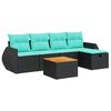 vidaXL 6 pcs conjunto sof&aacute;s de jardim c/ almofad&otilde;es vime PE preto