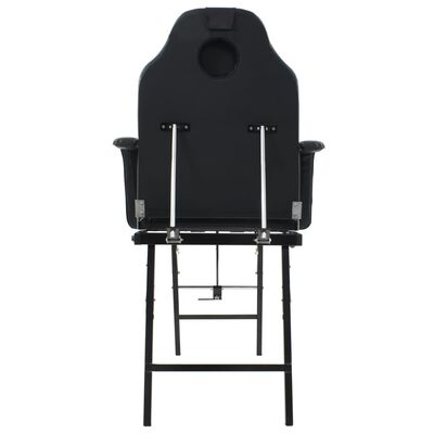 vidaXL Cadeira esteticista portátil couro artificial 185x78x76cm preto