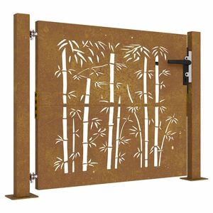 vidaXL Port&atilde;o de jardim 100x75 cm A&ccedil;o Corten Design Bambu