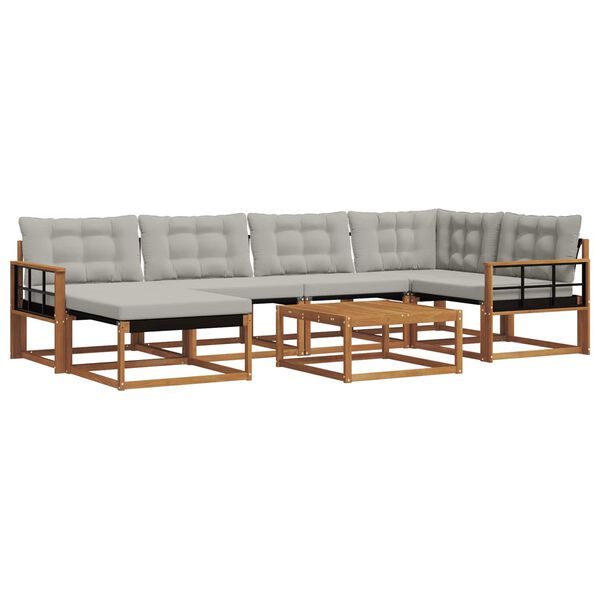 vidaXL Conjunto de Sof&aacute;s para Exterior 7 pcs Cinza Natural e Claro