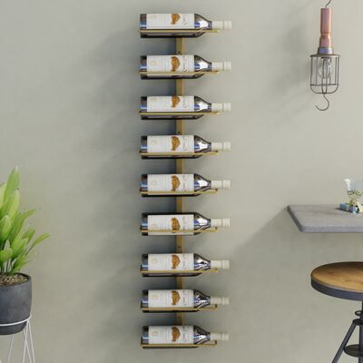 vidaXL Garrafeira de parede para 9 garrafas ferro dourado