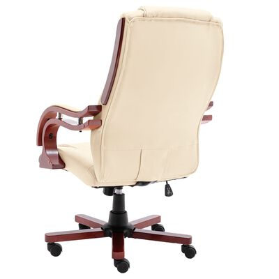 vidaXL Cadeira de escritório em couro genuíno cor creme