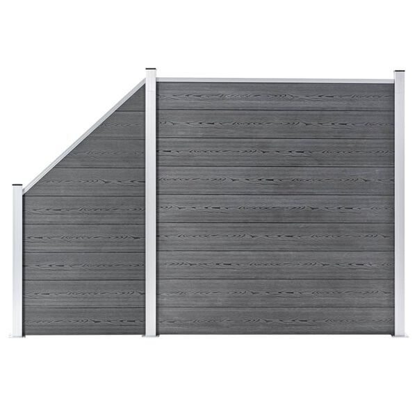 vidaXL Painel vedação WPC 1 quadrado + 1 inclinado 273x186 cm cinzento