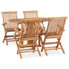 vidaXL 5 pcs conjunto jantar dobr&aacute;vel p/ exterior madeira teca maci&ccedil;a
