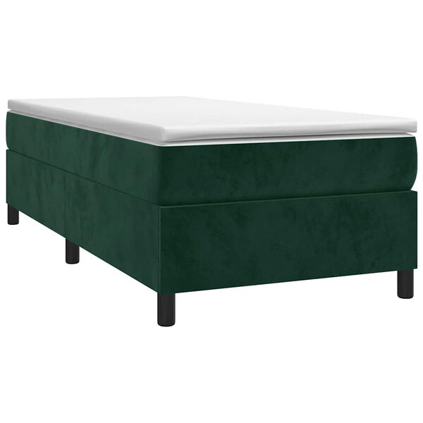 vidaXL Estrutura de cama com molas 100x200 cm veludo verde-escuro