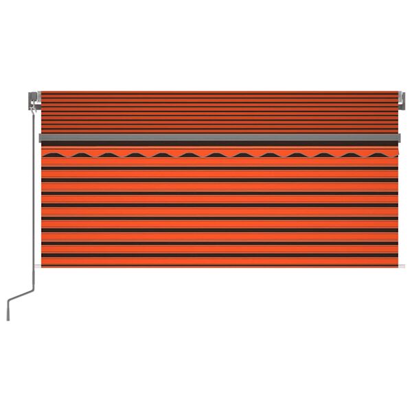 vidaXL Toldo retr&aacute;til manual com estore/LED 3x2,5 m laranja e castanho