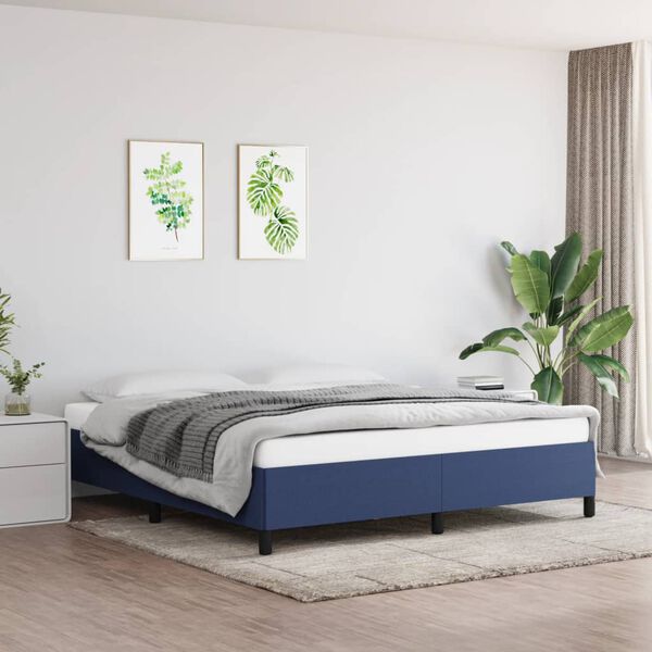 vidaXL Estrutura de cama sem colch&atilde;o 160x200 cm tecido azul