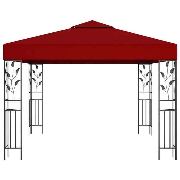 vidaXL Gazebo com cordões de luzes LED 3x3 m vermelho tinto