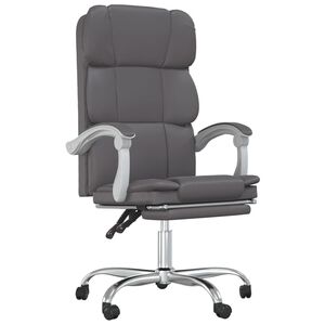 vidaXL Cadeira de escrit&oacute;rio reclin&aacute;vel couro artificial cinzento
