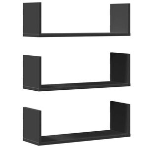 vidaXL Prateleiras de parede 3 pcs 58x18x18 cm deriv. de madeira preto