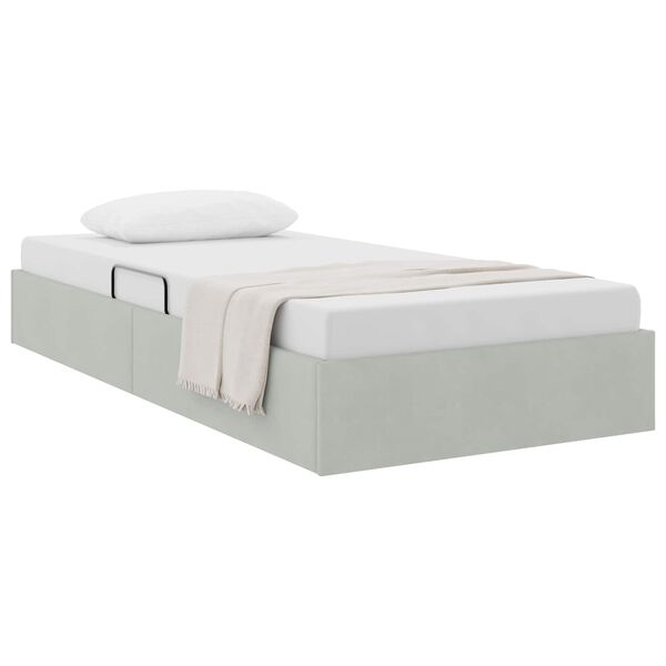 vidaXL Cama com Armazenamento Cinzento-claro 90 x 190 cm Veludo