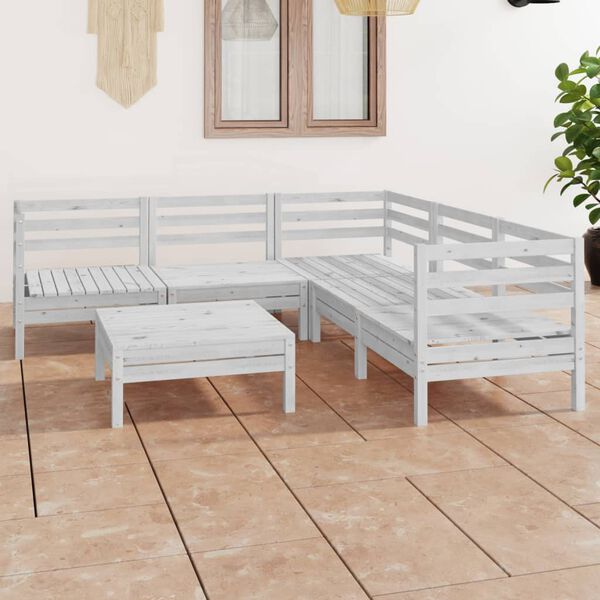 vidaXL 6 pcs conjunto lounge de jardim pinho maci&ccedil;o branco