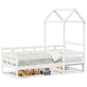 vidaXL Sofá-cama com telhado 80x200 cm madeira de pinho maciça branco