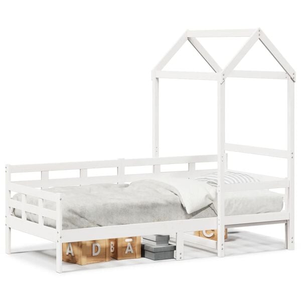 vidaXL Sofá-cama com telhado 80x200 cm madeira de pinho maciça branco