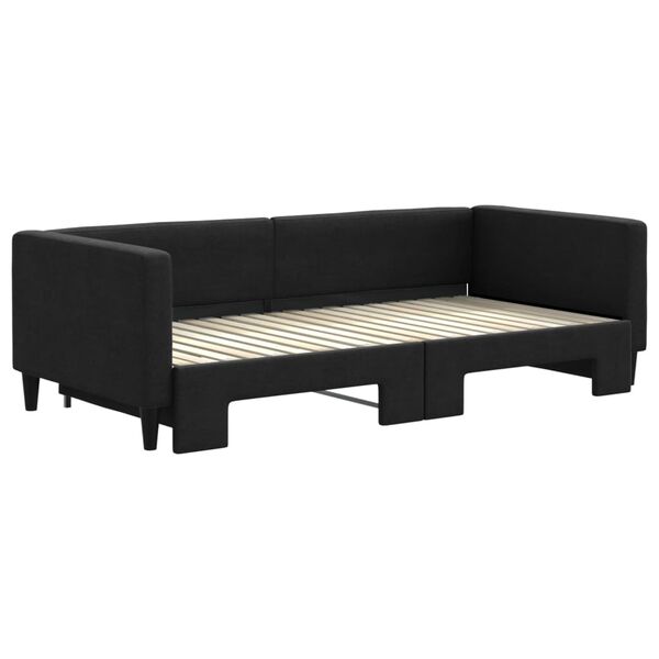 vidaXL Sof&aacute;-cama com gavet&atilde;o 90x190 cm tecido preto
