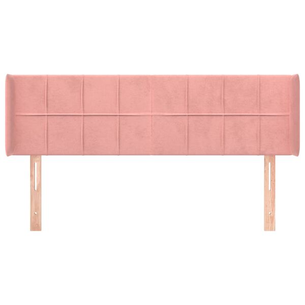 vidaXL Cabeceira de cama c/ abas veludo 147x16x78/88 cm rosa