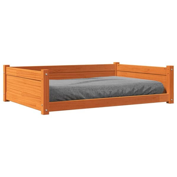 vidaXL Cama para c&atilde;es 105,5x75,5x28 cm madeira de pinho castanho mel