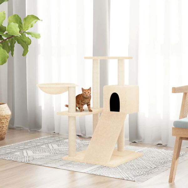 vidaXL Árvore para gatos c/ postes arranhadores sisal 82 cm cor creme