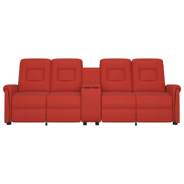 vidaXL Poltrona massagem 4 lug. reclin. c/ suporte copo vermelho-tinto