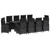 vidaXL Conjunto de Jantar para Exterior 11 unid. Preto vime PE