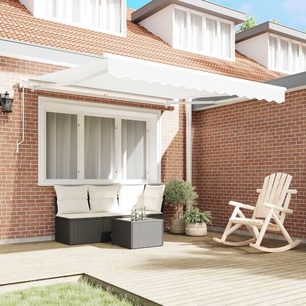 vidaXL Toldo Retr&aacute;til Manual Branco 350 x 250 cm tecido